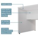 Ver imagem 4 de Plataforma Dupla Retangular Smart Inicial Moderno MDP 100cm Branco Gebb Work