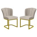 Ver imagem 1 de Kit 2 Cadeiras Poltrona Flor Pés Metal Dourado Mesa Quarto Cozinha Cor:bege