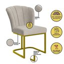 Ver imagem 3 de Kit 2 Cadeiras Poltrona Flor Pés Metal Dourado Mesa Quarto Cozinha Cor:bege
