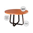Ver imagem 2 de Mesa de Jantar Industrial Clarisse Redonda 1,30m Madeira Base Alumínio - Tampo Castanho