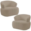 Ver imagem 1 de Kit 02 Poltronas Giratória Orgânica para Sala Living Florea M05 Bouclê Bege - Lyam Decor