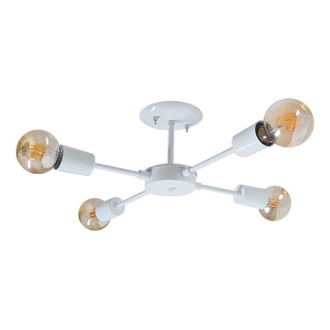 Lustre De Braço Para 04 Lâmpadas - Ideal Para Sala Quarto na cor branco - Modelo Sputinik