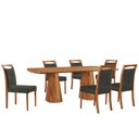 Ver imagem 2 de Mesa Noronha 180cm Tampo Laminado Barril com 6 Cadeiras Livi Jade Imbuia Natural
