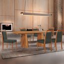 Ver imagem 1 de Mesa Noronha 180cm Tampo Laminado Barril com 6 Cadeiras Livi Jade Imbuia Natural