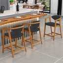 Ver imagem 2 de Kit 05 Banquetas Baixa para Cozinha Sala Jantar Bancada Cecília L02 Suede Preto - Lyam Decor