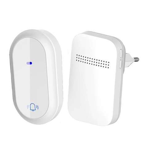 Campainha sem Fio Autoalimentada com 38 Toques e Alcance 150m - Branco