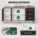 Ver imagem 5 de Balcão Cozinha sem Tampo 150cm Gabinete 3 Portas 3 Gav Preto