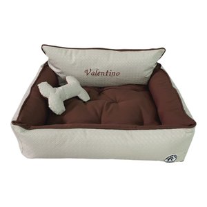 Cama G Bege e Marrom Pet Colchão para Cachorro G Caminha Caes e Gatos Personalizada com Nomes