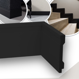 Rodapé de Poliestireno 15 Cm Altura Preto Frisado (13mm X 2 Metros) - 1