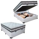 Ver imagem 1 de Cama Box Baú Casal Sintético + Colchão Anjos Black Graphite Molas Ensacadas 138x188x64cm Branco