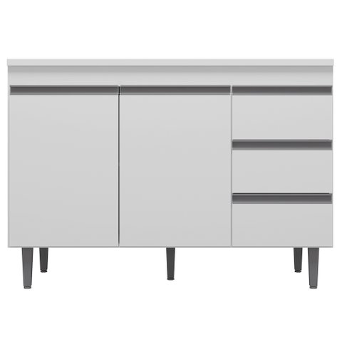 Balcão Gabinete Cozinha Andréia 120cm Com Tampo 2 Portas Branco - Desk Design