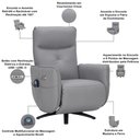 Ver imagem 3 de Poltrona de Massagem Reclinável Elétrica com Aquecimento Bravinni L07 Couríssimo Cinza - Lyam