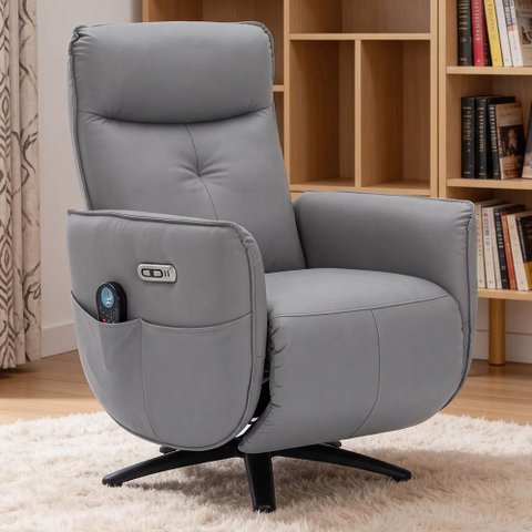 Poltrona de Massagem Reclinável Elétrica com Aquecimento Bravinni L07 Couríssimo Cinza - Lyam