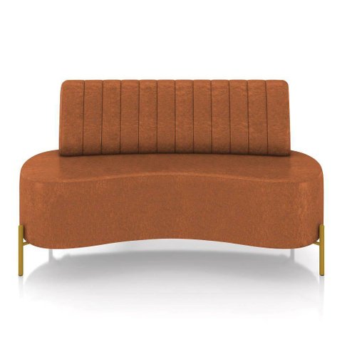Sofá 2 Lugares Living 160cm Pé Ferro Dourado Maraú Sint Pu K01 - D\'rossi Cor Nozes