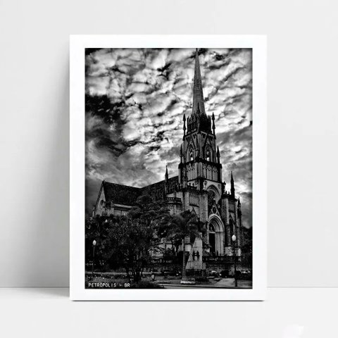 Quadro Decorativo Monumento Petropólis - Branco - 15x21cm