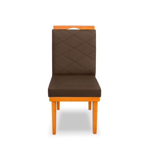 Cadeira Ana Matelassê Tecido Suede com Base Fixa de Madeira Maciça e Puxador Castanho:marrom