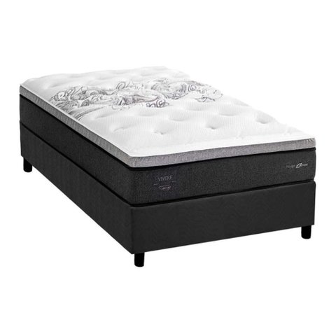 Cama Box Solteiro: Colchão Molas Ensacadas Herval Partenon C1629 Viscogel + Base Crc Suede Gray (