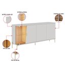 Ver imagem 3 de Buffet Aparador Sala de Jantar 182cm Pés Metálicos Sofy Off White/Freijo C04 - D'Rossi