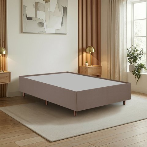 Cama Box Casal Estofada em Madeira Maciça Base Reforçada Santorini Espresso Móveis Marrom