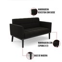 Ver imagem 3 de Sofá Namoradeira e 2 Poltronas Base de Madeira Preto Elisa Suede D03 - D'Rossi Cor Preto