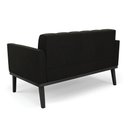 Ver imagem 4 de Sofá Namoradeira e 2 Poltronas Base de Madeira Preto Elisa Suede D03 - D'Rossi Cor Preto