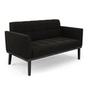 Ver imagem 6 de Sofá Namoradeira e 2 Poltronas Base de Madeira Preto Elisa Suede D03 - D'Rossi Cor Preto