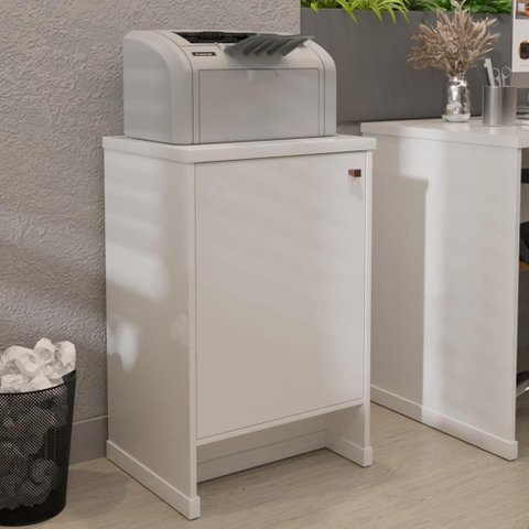 Balcão Baixo com Porta e Prateleira para Escritório Verbena - Branco