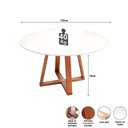 Ver imagem 3 de Mesa de Jantar Redonda 6 Lugares Tampo Vidro MDF Madeira Natural Off White com Mel e Linho Cru 135cm