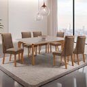Ver imagem 7 de Mesa de Jantar Liz 180cm Tampo MDF Vidro Canto Copo com 6 Cadeiras Yasmin