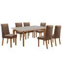 Ver imagem 1 de Mesa de Jantar Liz 180cm Tampo MDF Vidro Canto Copo com 6 Cadeiras Yasmin