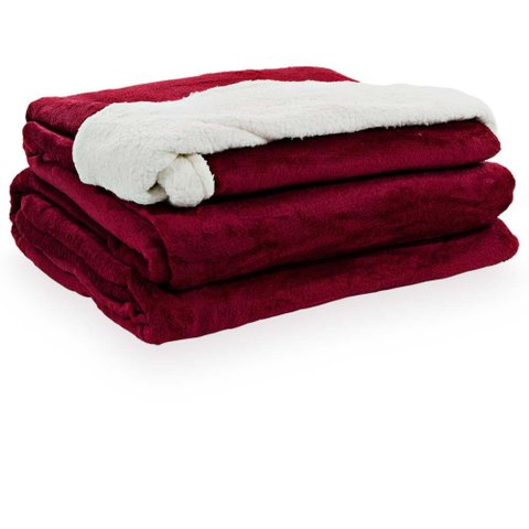 Cobertor King Microfibra Plush Liso Sherpa - Domani Merlot
