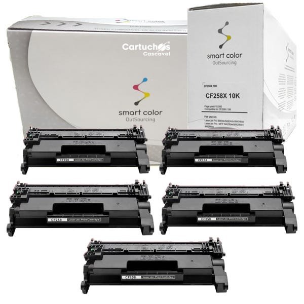 Kit 5 Toner compatível com HP CF258X 58X 258X M404DW M428DW 10k Sem Chip - Smart Color (OUTSOURCING)