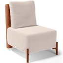 Ver imagem 1 de Poltrona Decorativa Living Pés Madeira Hungria L02 Couríssimo Camel Suede Bege - Lyam