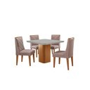 Ver imagem 2 de Mesa de Jantar Eloise Canto Copo 4 Cadeiras Isadora Moderna Linho Capuccino/off White/naturale