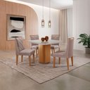 Ver imagem 1 de Mesa de Jantar Eloise Canto Copo 4 Cadeiras Isadora Moderna Linho Capuccino/off White/naturale