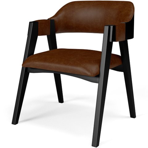 Cadeira para Sala de Jantar Estar Living Estofada Suran L02 Preto Couríssimo Marrom - Lyam Decor
