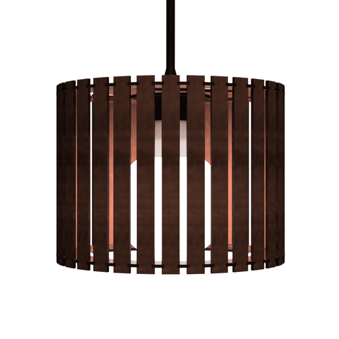 Luminária Pendente Tóquio Modelo Ripado -:Marrom