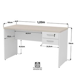 Mesa de Escritório 1.20x60 com Gaveteiro Tampo 30mm Netmobil - Branco/dubai - 5