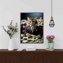 Ver imagem 1 de Quadro Decorativo Gato Rico 45x34cm - com Vidro:moldura Branca