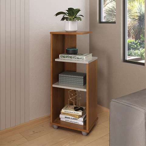 Mesa de Apoio Lateral Bis Design Moderno Cinamomo/off White Artely Móveis