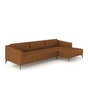 Ver imagem 2 de Sofá Bipartido Sala de Estar Kiara 352cm Chaise Direito Pés de Ferro Couro Caramelo G52 - Gran Belo