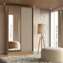 Ver imagem 1 de Guarda Roupa Solteiro 2 Portas 1 com Espelho Mdf 1,38 M Altezza Belmax:freijó/off White