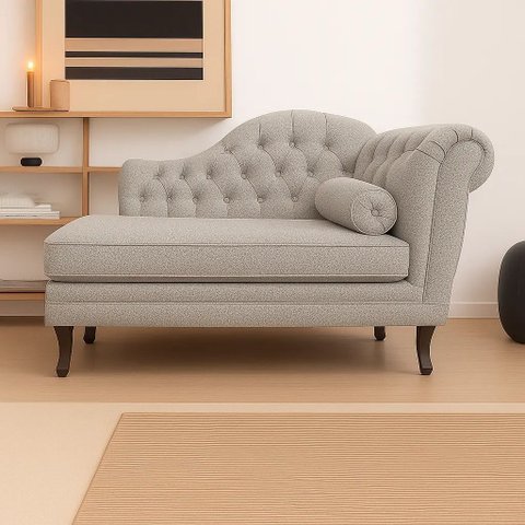 Recamier Divã Larissa 1,20cm Esquerdo Linho:cinza-escuro/liso
