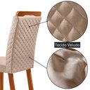 Ver imagem 5 de Mesa Aster Lorena 6 Lugares Vidro Serigrafado Cadeiras Veludo Off White 180cm Moderna