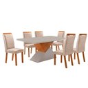 Ver imagem 6 de Mesa Aster Lorena 6 Lugares Vidro Serigrafado Cadeiras Veludo Off White 180cm Moderna