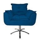 Ver imagem 1 de Poltrona Estofada Com Base Giratória de Metal Opala Suede Azul Royal - LM DECOR