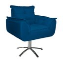 Ver imagem 3 de Poltrona Estofada Com Base Giratória de Metal Opala Suede Azul Royal - LM DECOR