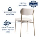 Ver imagem 3 de Kit 02 Cadeiras Sala de Jantar Lavínia Estofada Base Champagne Linho Bege - Abmaza