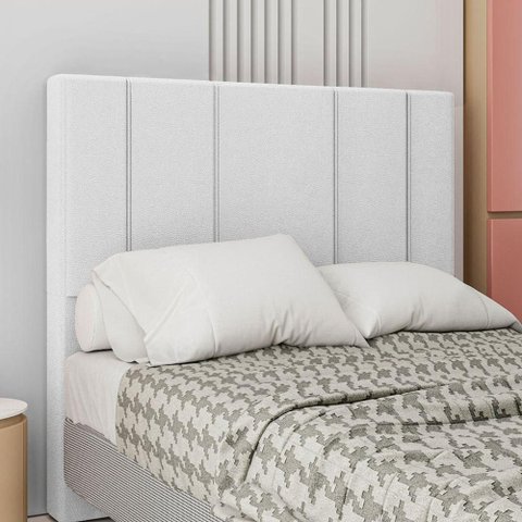 Cabeceira Estofada Queen 160 Cm Rubi Corino Branco