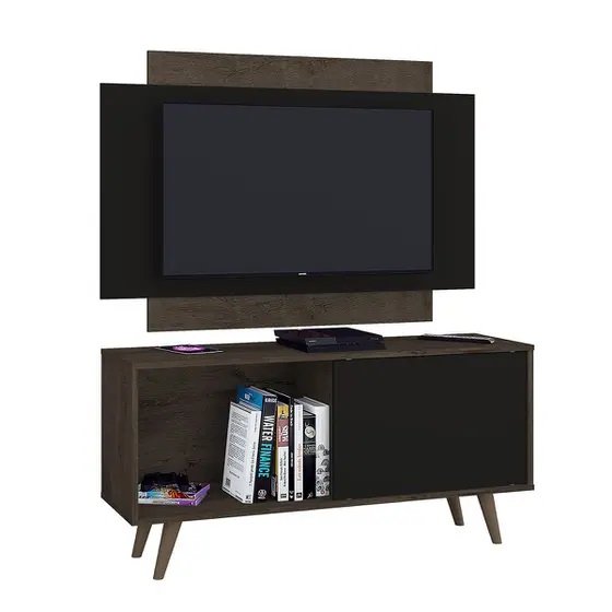 Rack com Painel para TV até 50 Polegadas 119cm com 1 Porta 1 Nicho Málaga - Atualle Móveis - Café - 2